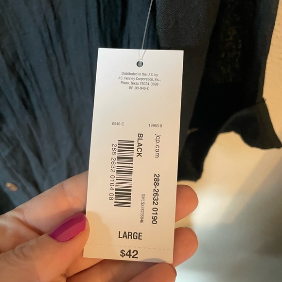 a.n.a. swimwear button 3/4 sleeve black summer coverup Sz L - Picture 5 of 6